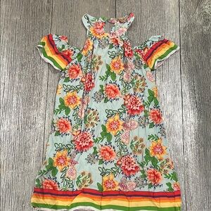 Floral Dress with Rainbow Stripes